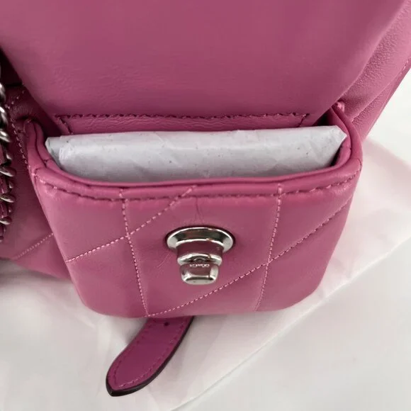 Coach Tabby Backpack Pillow Quilting Nappa Leather Pink Convertible Chain Strap - Picture 15 of 16